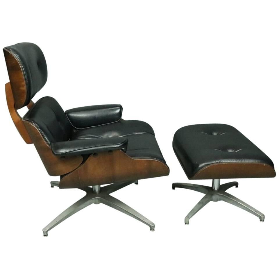 Mid-Century Modern Eames for Miller Style Lounge Chair and Ottoman, circa 1960