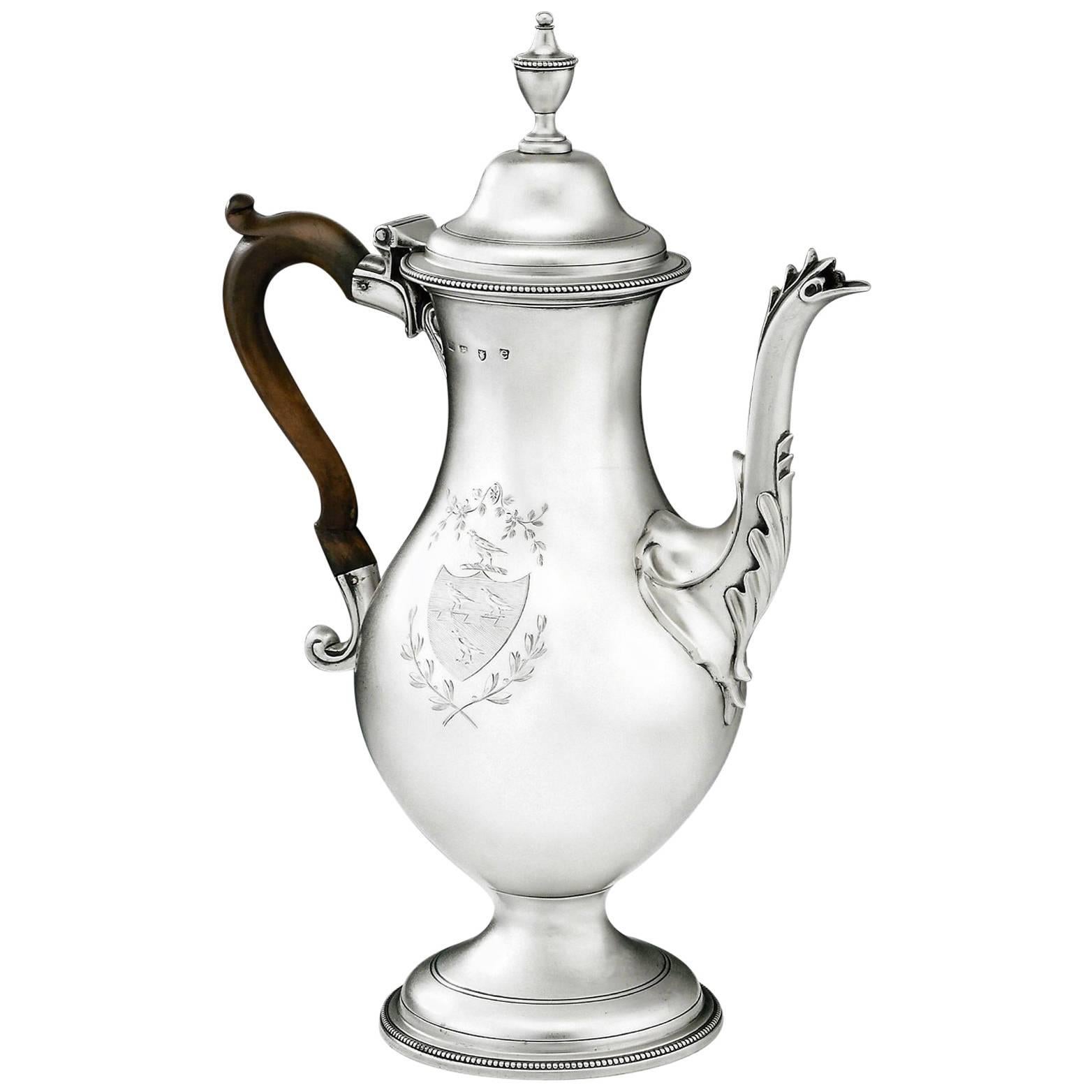 HESTER BATEMAN. George III Coffee Pot made in London in 1780 by Hester Bateman.