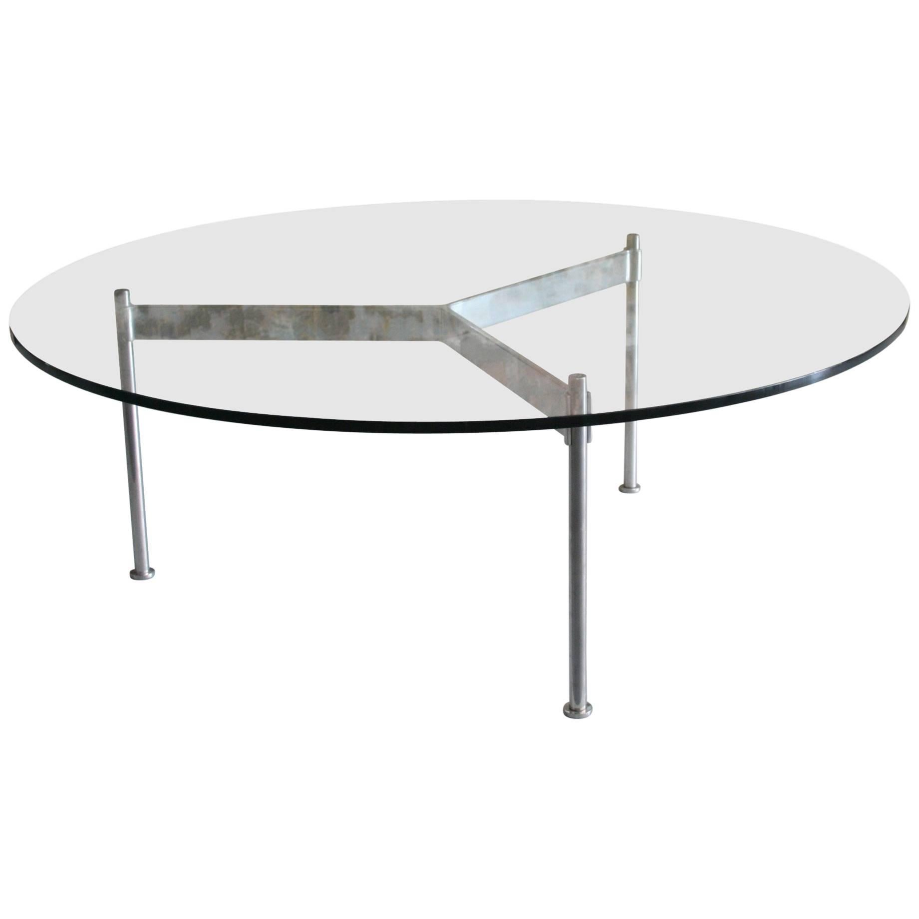 Round Glass Coffee Table by Ward Bennett