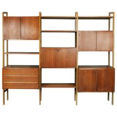 Mid-Century Danish Modern Wall Unit with Desk, Shelving, Drawers Cabinet