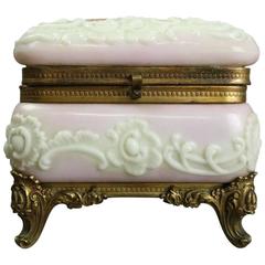 Antique Oversized Baroque C.F. Monroe Wavecrest Glass and Bronze Dresser Box