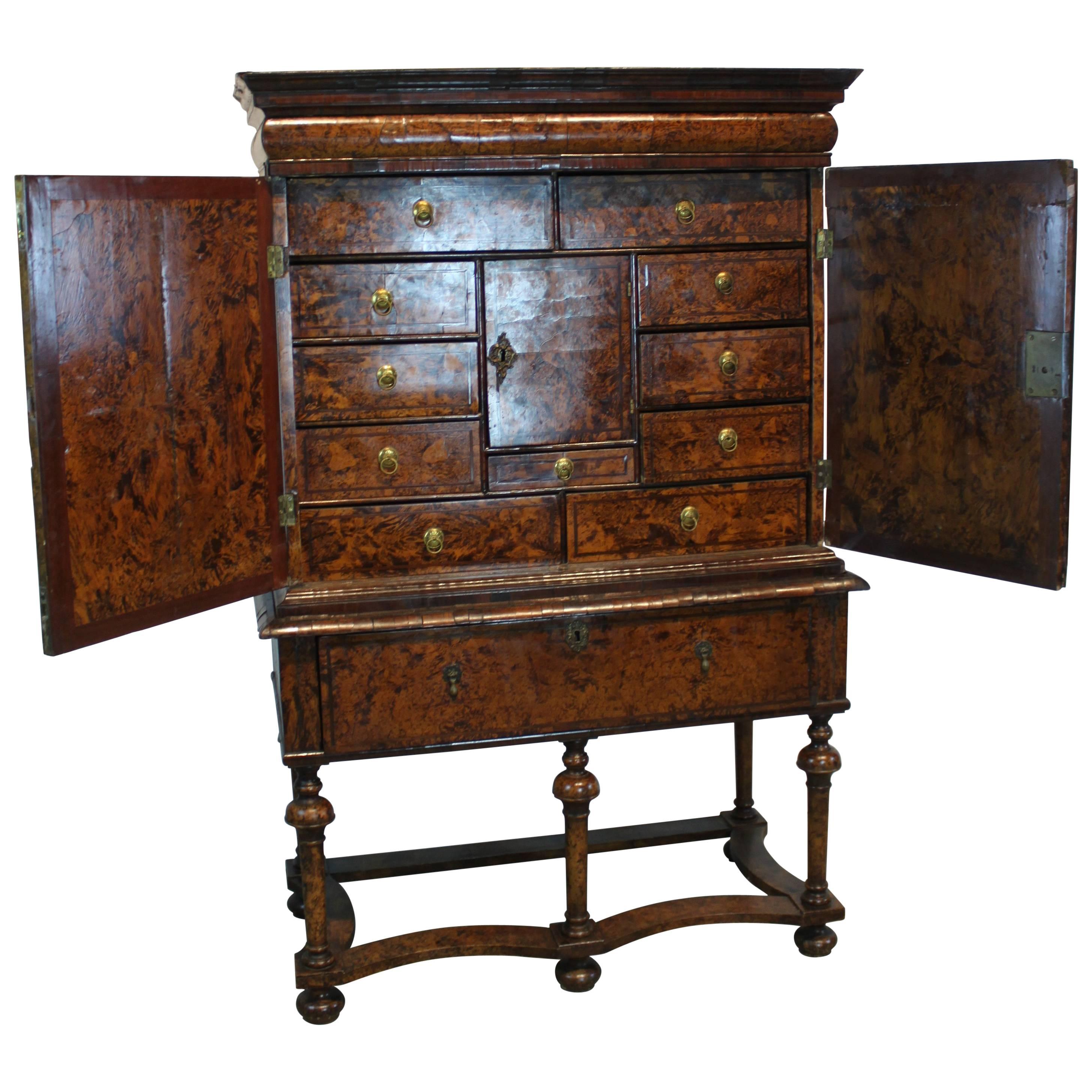 William & Mary Collector Cabinet After Coxed & Wooster For Sale