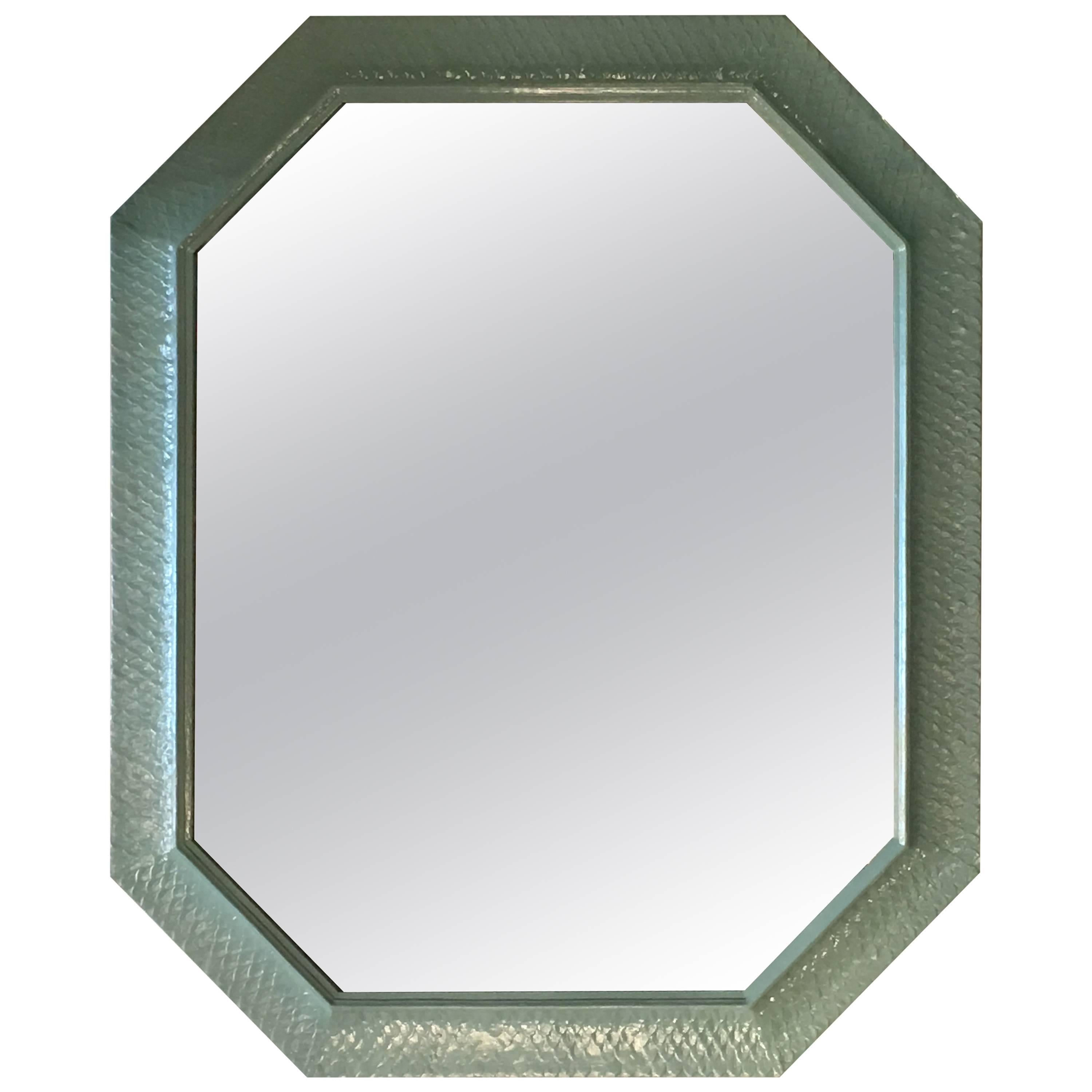 Vintage Wall Mirror Lacquered Palm Beach Green Large