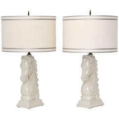 Pair of Mid-Century Ceramic Horse Form Table Lamps