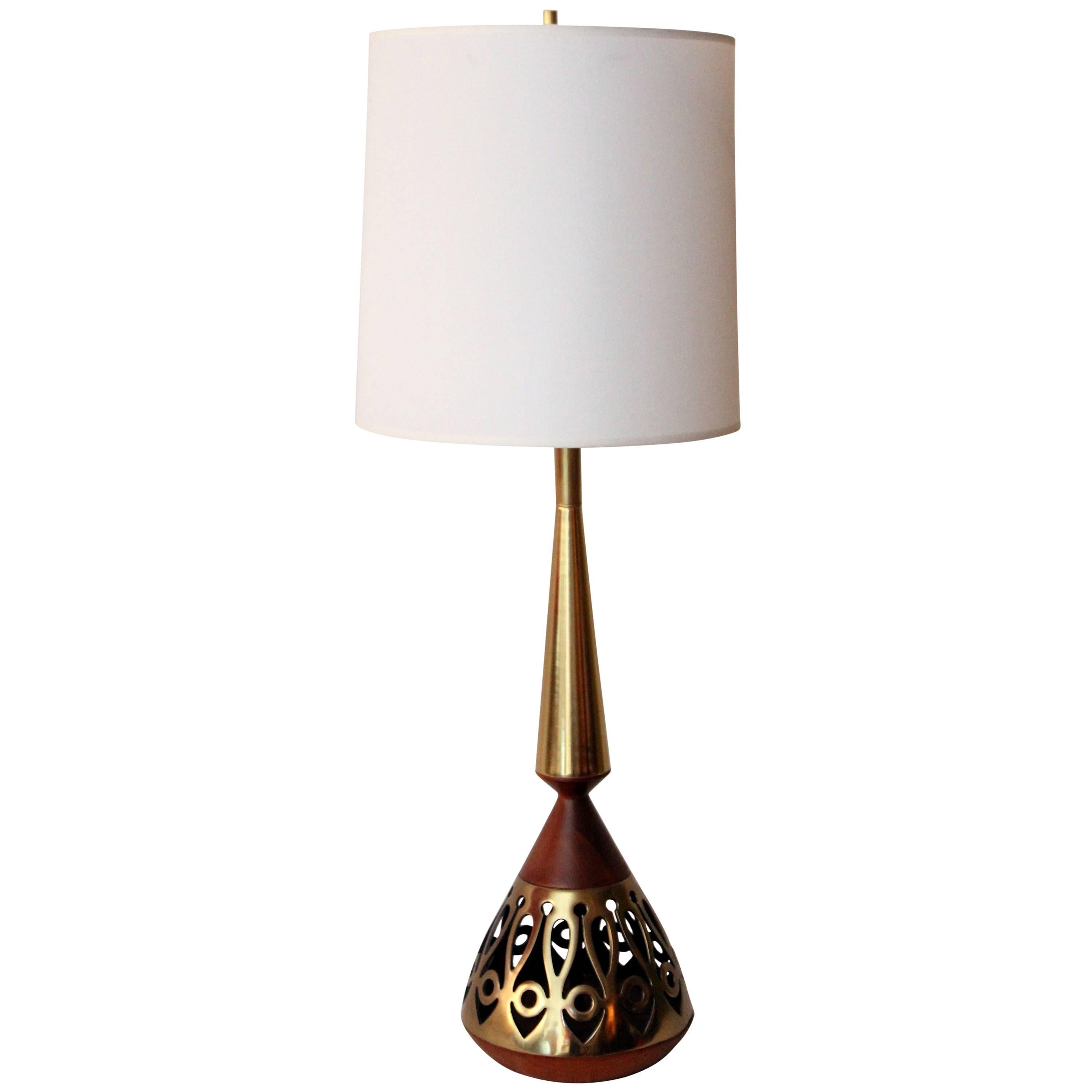 Tony Paul for Westwood Walnut and Brass Lamp