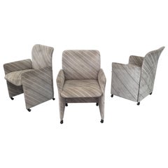 Three Suede Dining Chairs by Saporiti