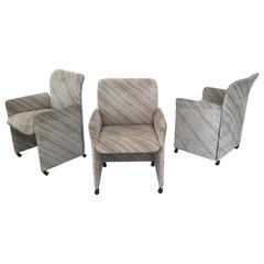 Three Suede Dining Chairs by Saporiti 3
