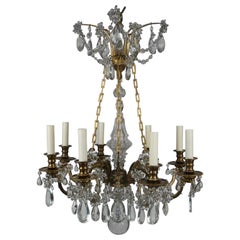 Neoclassical Style French Bronze and Crystal Eight-Arm Chandelier