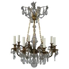 Neoclassical Style French Bronze and Crystal Eight-Arm Chandelier 8