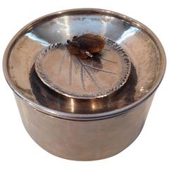 Hand Wrought Sterling Box by Ruth Erickson with Tigers Eye Frog