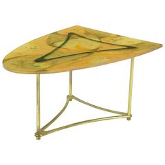 Demi-Ellipse Abstract Cast Resin and Brass Side Table 11