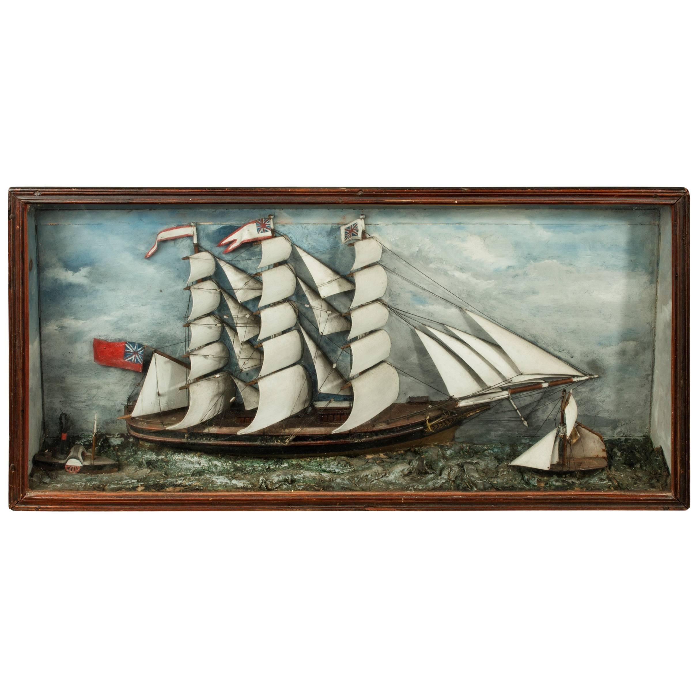 Good Quality 19th Century Ship Diorama For Sale