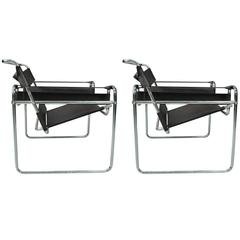 Pair of Mid-Century Modern Marcel Breuer Chrome Wassily Chair Frames, circa 1950