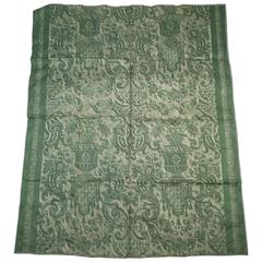 Antique Fortuny Carnavalet Green and Gold Fabric