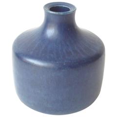 Vintage Saxbo, Cobalt Blue Ceramic, Pottery Vase by Edith Sonne, Signed, Marked