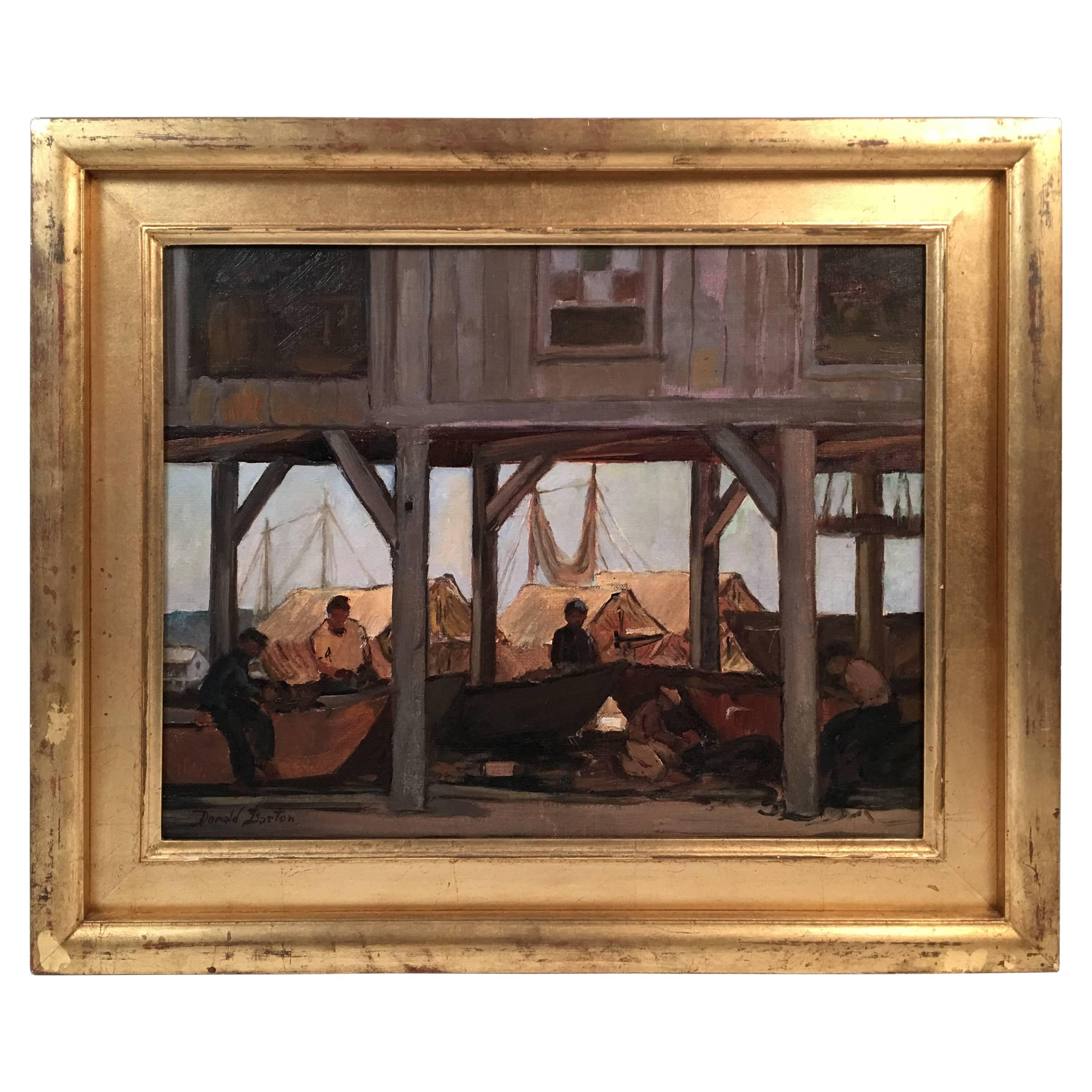 Donald Blagge Barton Painting of Fish Pier, Gloucester, circa 1935