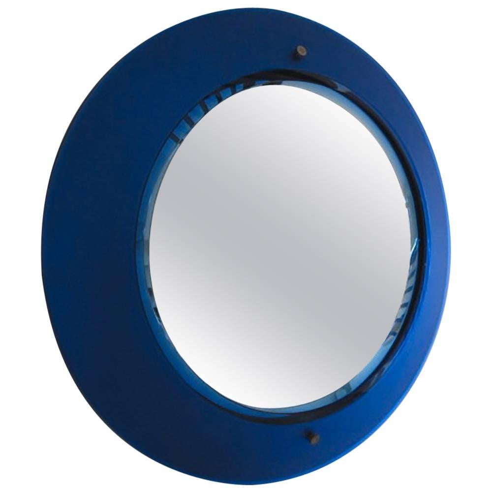 Italian Rare Blue Mirror by Max Ingrand for Fontana Arte, Milano, 1950s