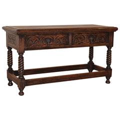 19th Century Oak Bench with Two Drawers