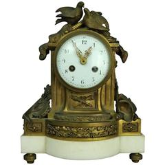 Antique Figural French Louis XIV Style Bronze Boudoir Clock Mvmt by Daubref 1880