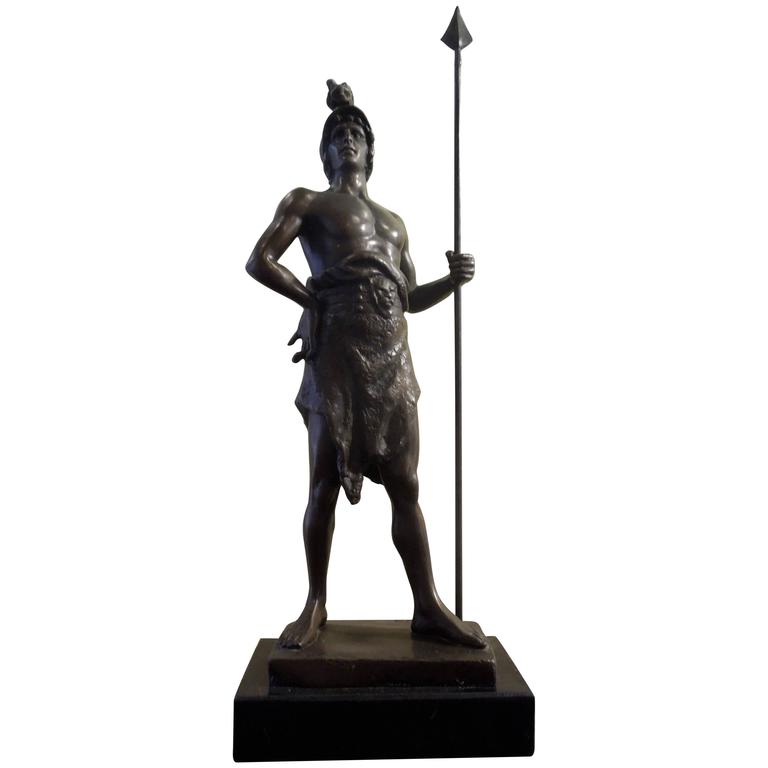 Solid Bronze Warrior Sculpture by Cordier at 1stDibs