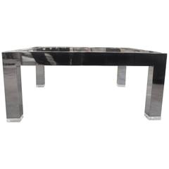 Mirror Polished Aluminium Cocktail Table with Glass Insert 11