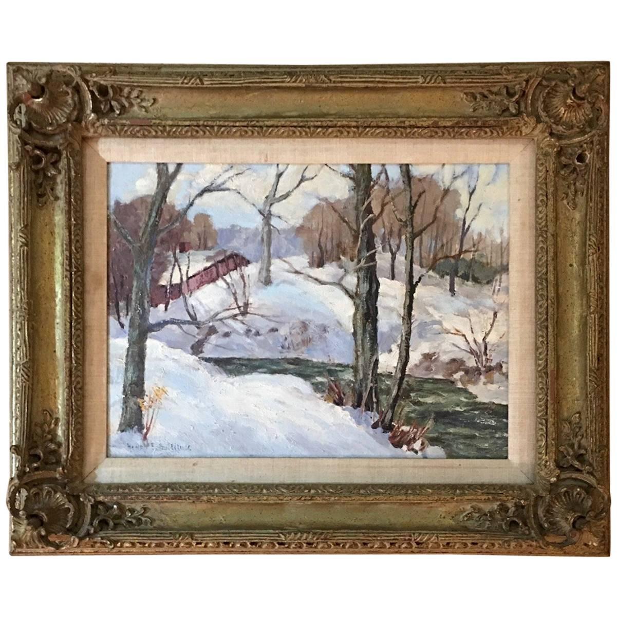 Henry F. Bultitude, Framed Oil Painting on Board, Vermont Scene, circa 1935