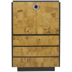 Burl Wood and Charcoal Grey Tall Cabinet or Drybar