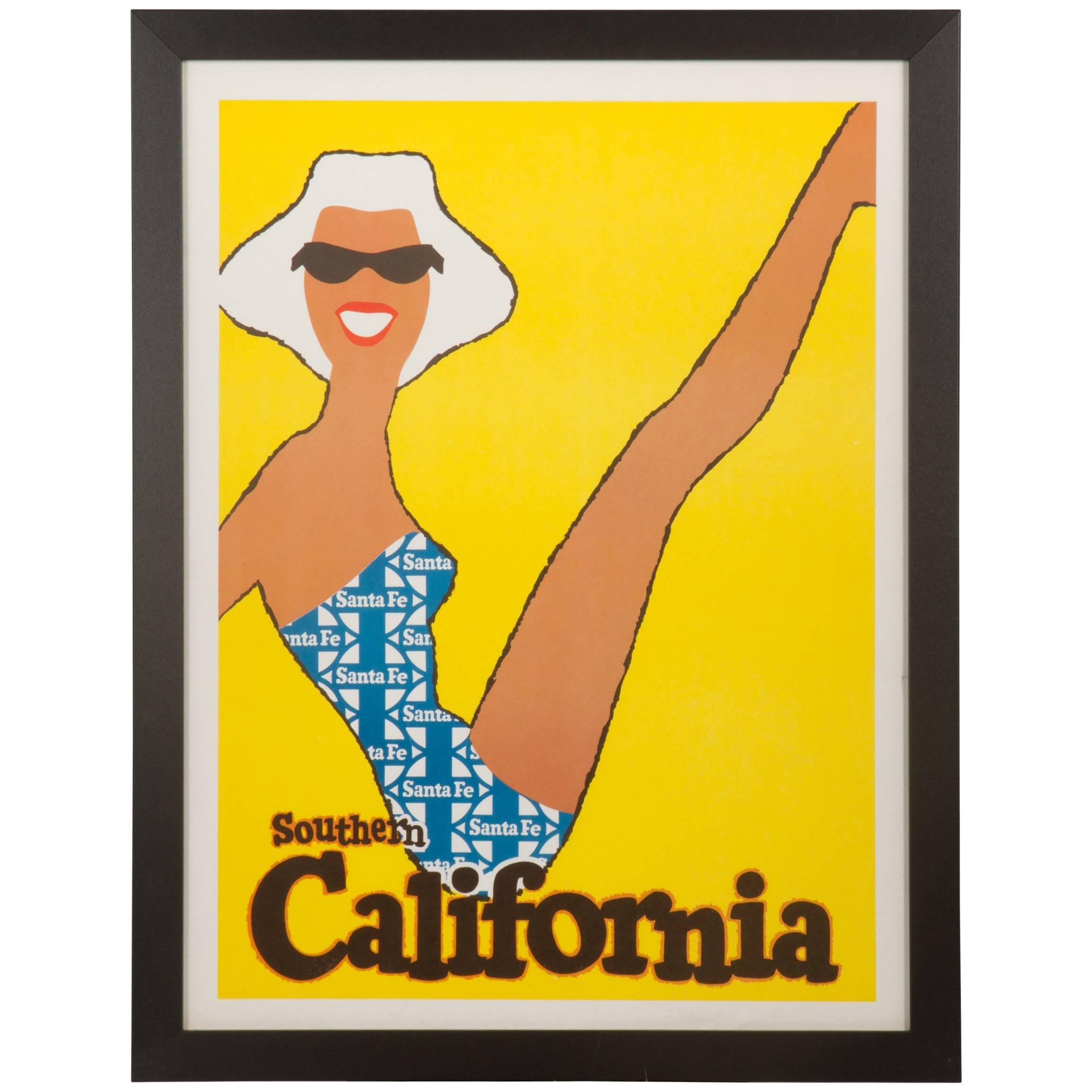 Original Vintage Sante Fe Southern California Travel Poster For Sale