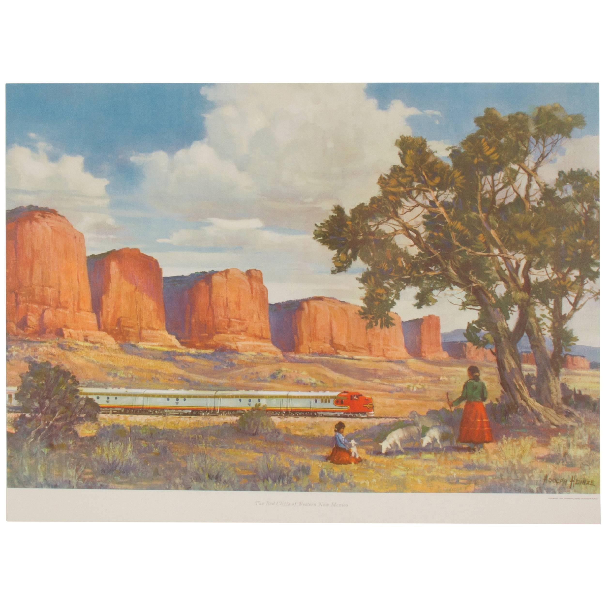 Sante Fe Train Travel Poster by Adolph Heinze For Sale