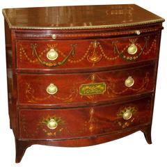 Antique English George III Flame Mahogany Bachelor's Chest with "Adam" Painting