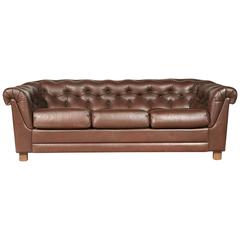 Brown Leather Chesterfield Sofa