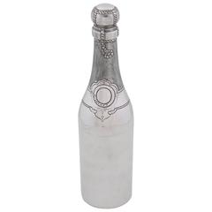 French Art Deco Polished Aluminum Champagne Bottle Cocktail Martini Shaker 12