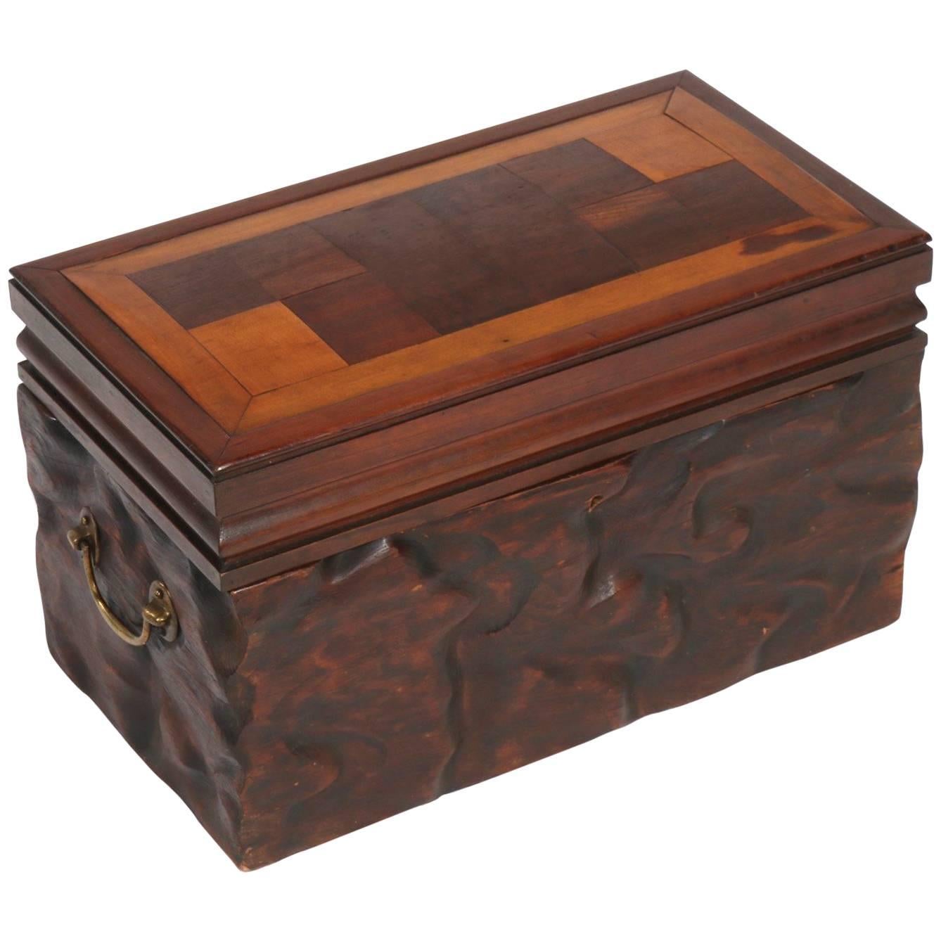 Wooden Box with Marquetry Top, circa 1890 For Sale