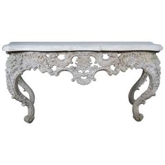 19th Century French Carved Rococo Style Console with Stone Top