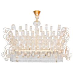 Italian Chandelier in Murano Glass, Transparent, 24K gold, Limited Edition, 2017 1