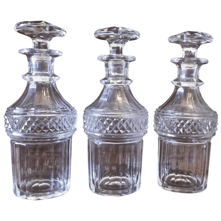 Set of Three Victorian CutGlass Decanters For Sale at 1stDibs victorian decanters, victorian