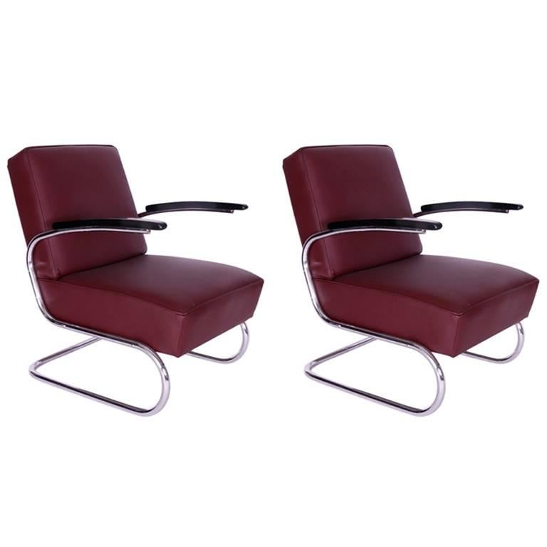 Pair of 1930s Bauhaus Mauser Werke Steel Tube Club Chairs For Sale