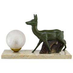 French Art Deco Antelope Table Lamp or Night-Light Sculpture, 1930s
