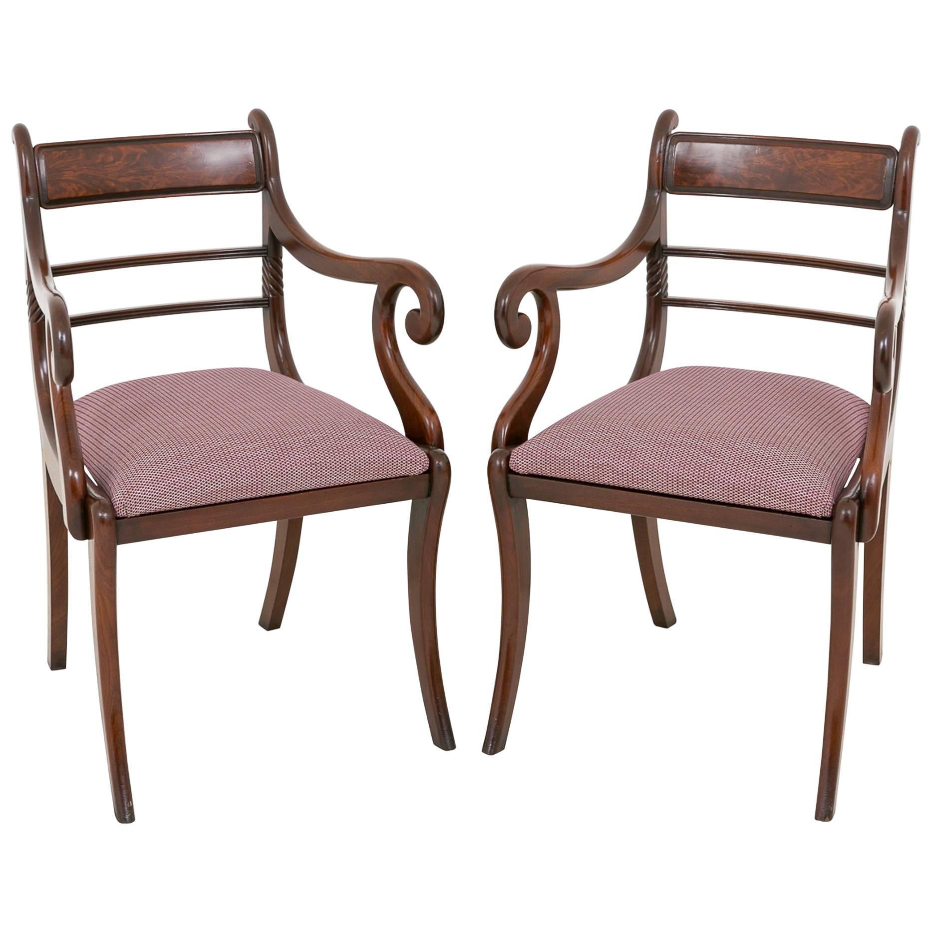 Pair of Regency Mahogany Library Chairs For Sale