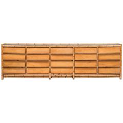 Vintage Rattan Multi Drawer Sideboard, Italian, 1960s