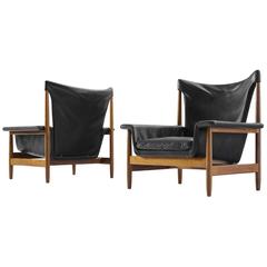 Scandinavian Lounge Chairs with Original Leather and Rosewood