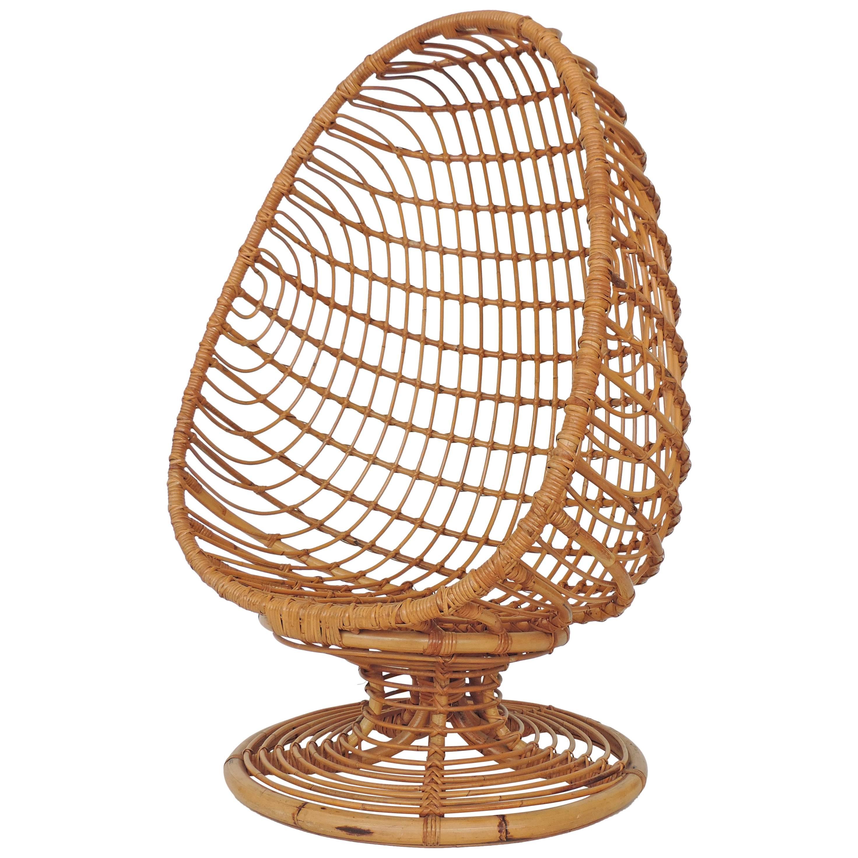 Spectacular Bamboo Egg Chair, Italy, 1960s