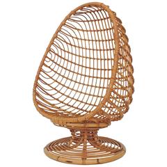 Spectacular Bamboo Egg Chair, Italy, 1960s