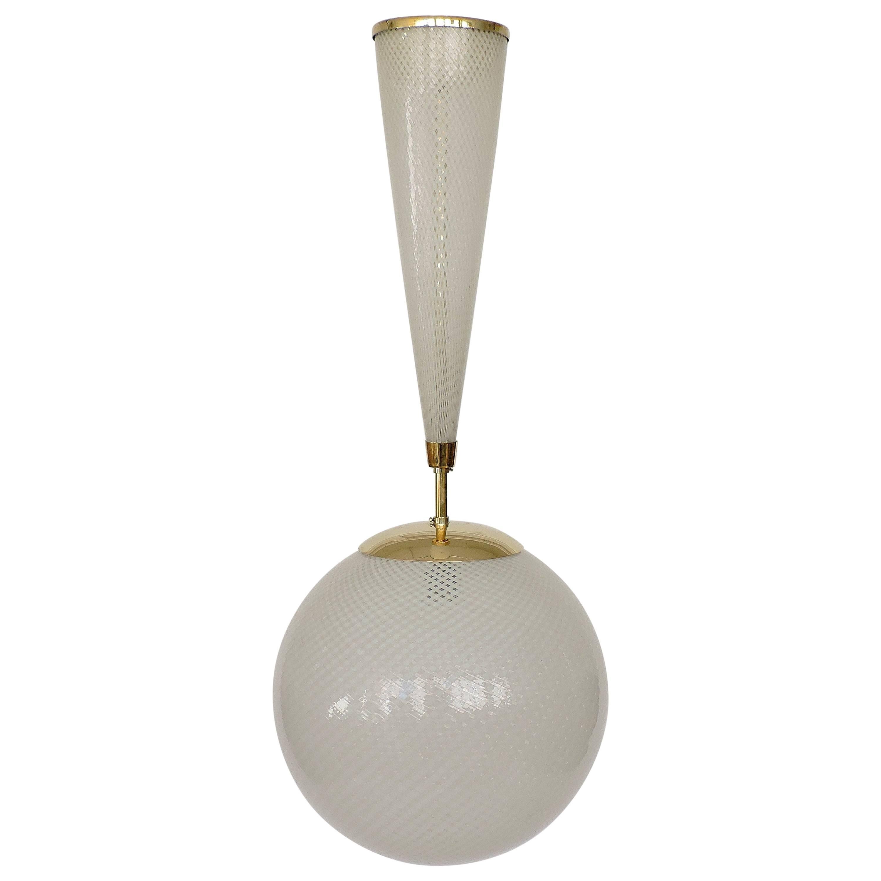 Carlo Scarpa Filigrana Glass Ceiling Light Mod. 5417 for Venini & Co.