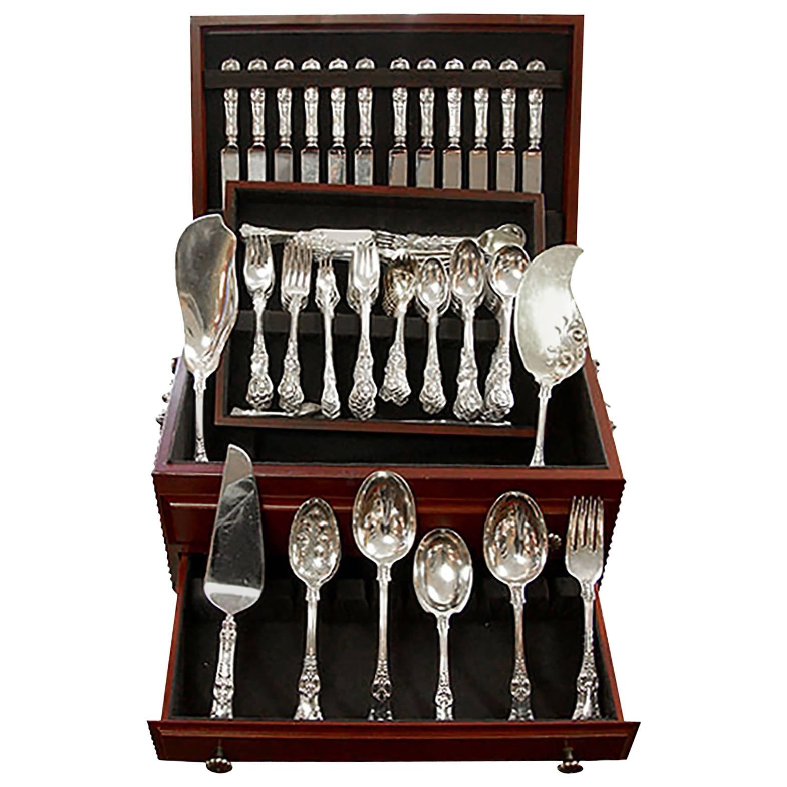 Tiffany English King 246 Piece Sterling Flatware Set For Sale