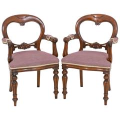 Antique Pier of Victorian Carver Chairs