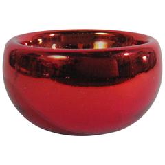 Red Bowl of Mirrored Blown Glass, Mexico, circa 1970