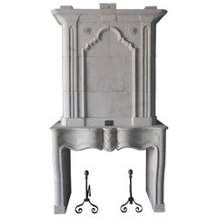 18th Century Elegant Louis XV Wedding-Style Limestone Fireplace with Trumeau 5