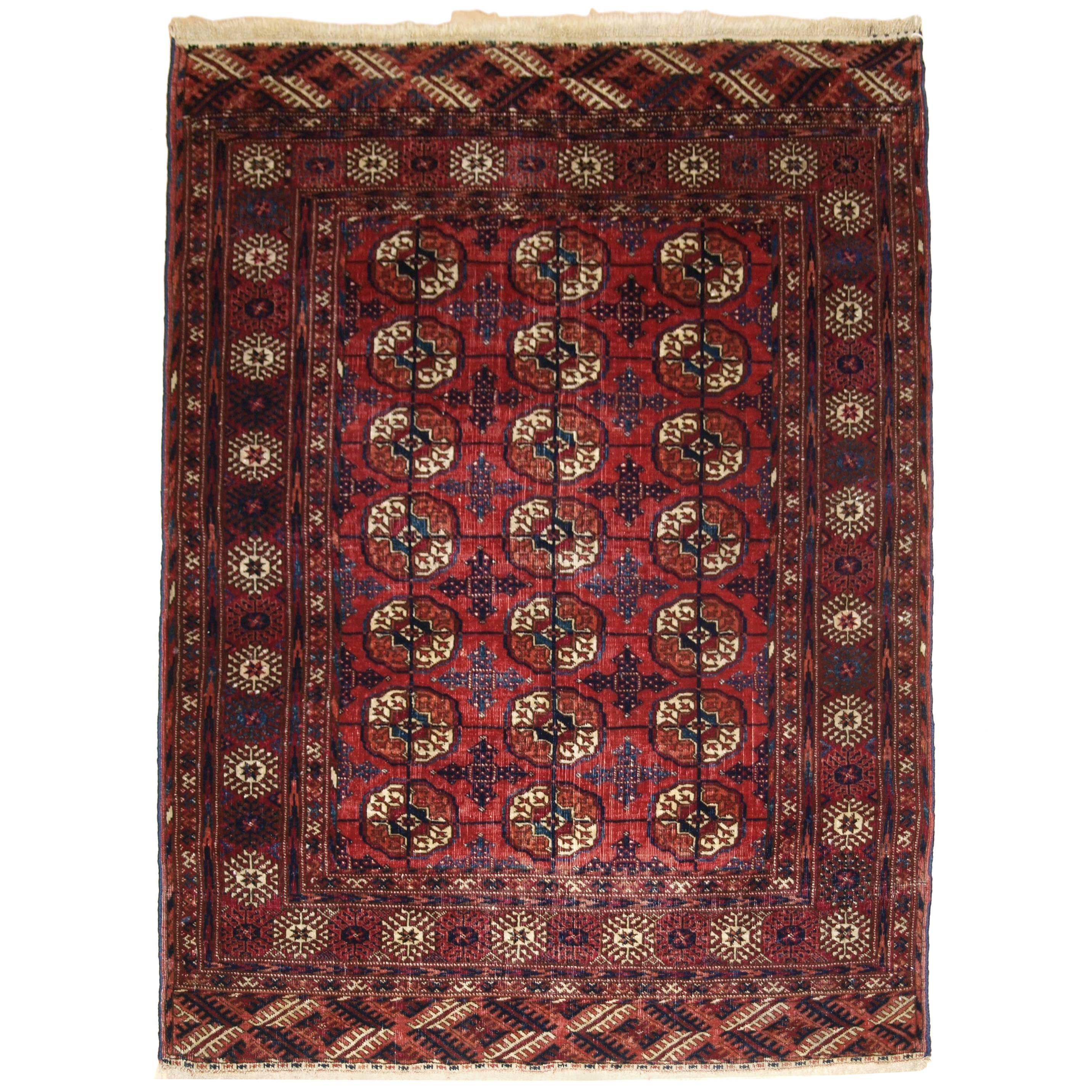 Antique Tekke Turkmen Rug of Small Size For Sale