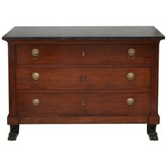 'Retour D'Egypte' French Empire Period Mahogany Commode with Lion Face Handles